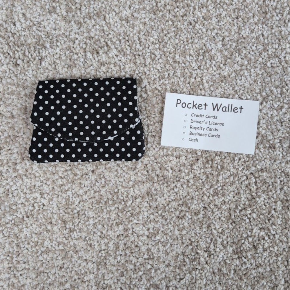 Handmade Pocket Wallet Credit Card Holder Black Polka Dot Mickey Mouse - Picture 2 of 6